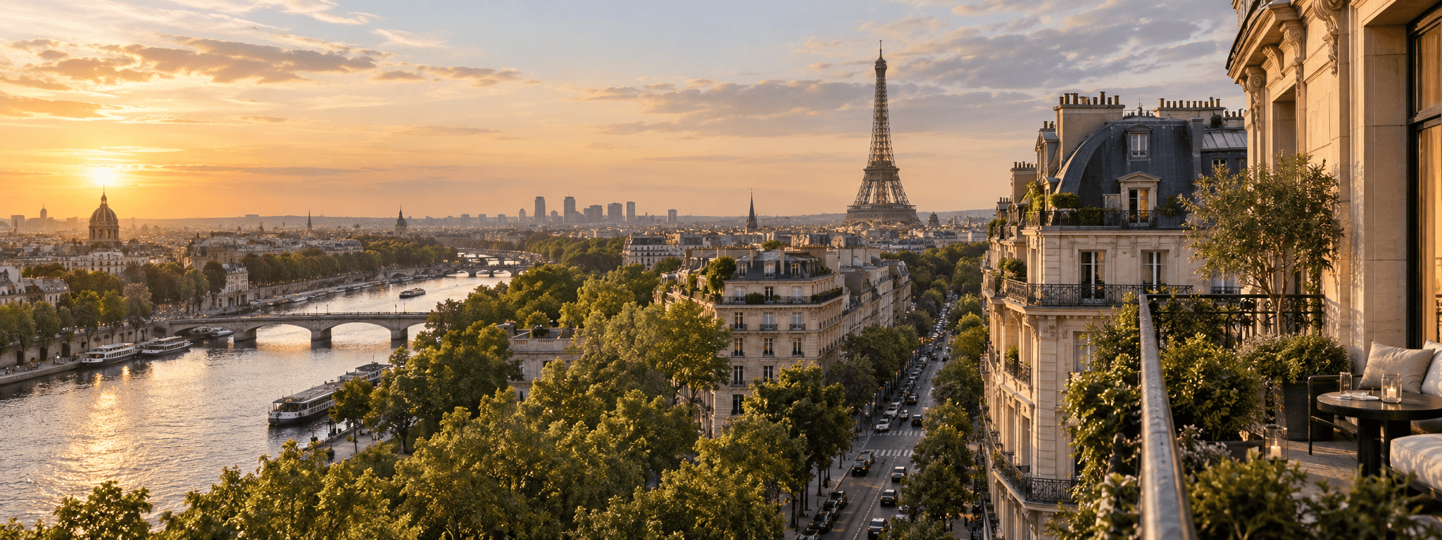 Paris skyline and Haussmann residential architecture