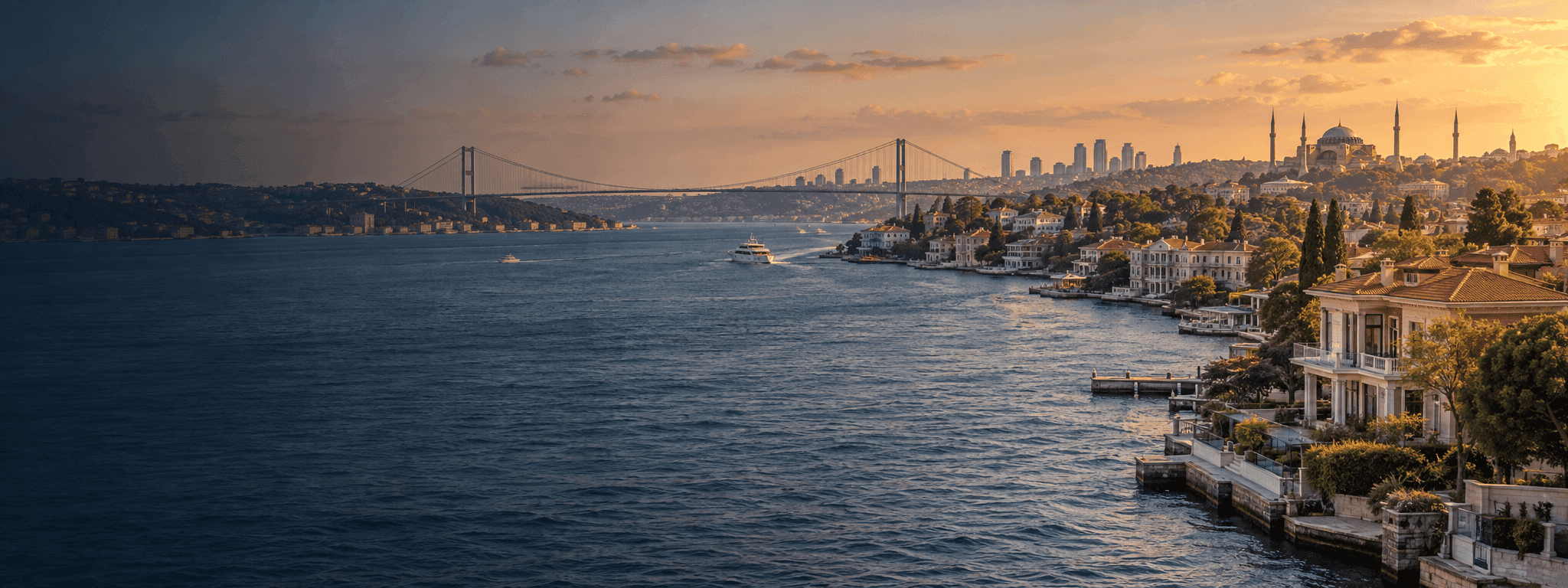 Istanbul Bosphorus waterfront and residential architecture