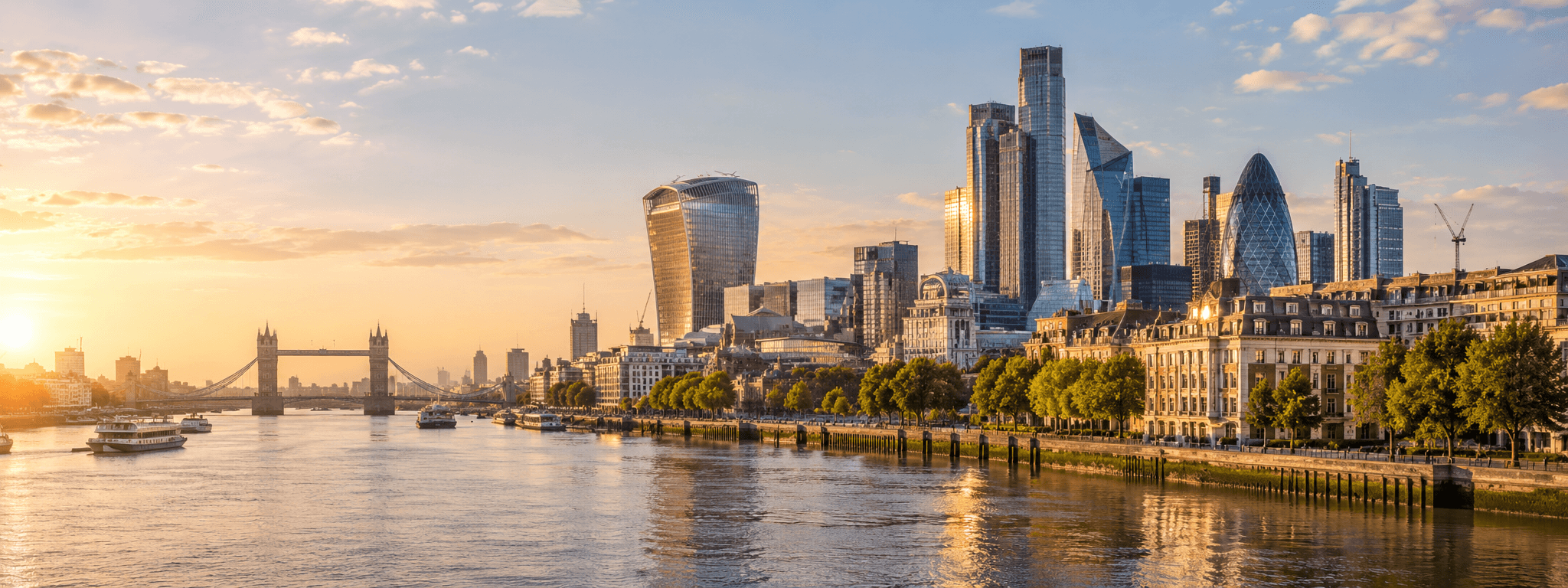 London skyline and Thames riverside architecture