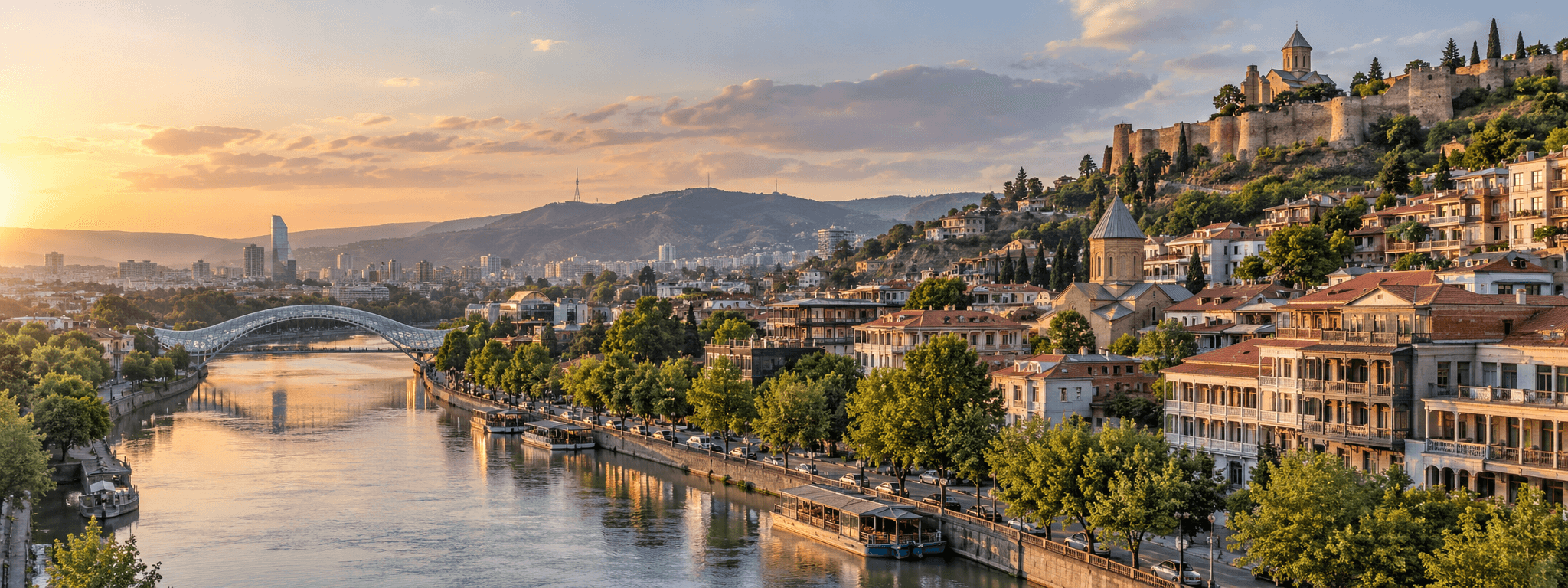 Tbilisi riverfront and hillside residential architecture